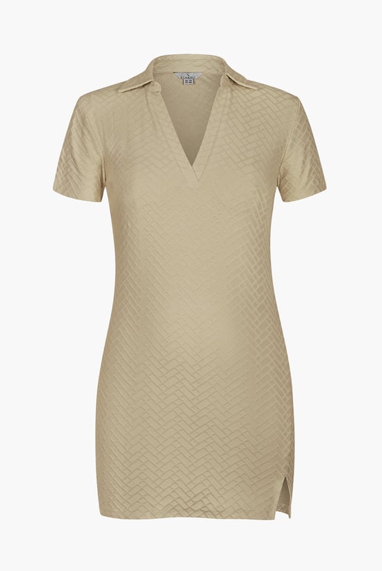 Deep V-Neck Polo Collar Mini Dress