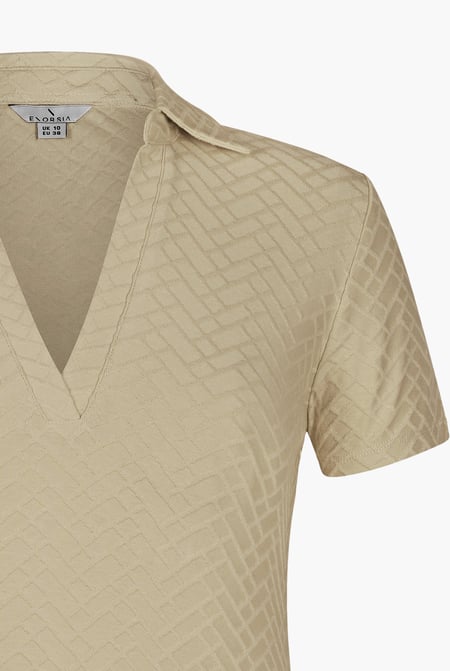 Cream Deep V-Neck Polo Collar Mini Dress
