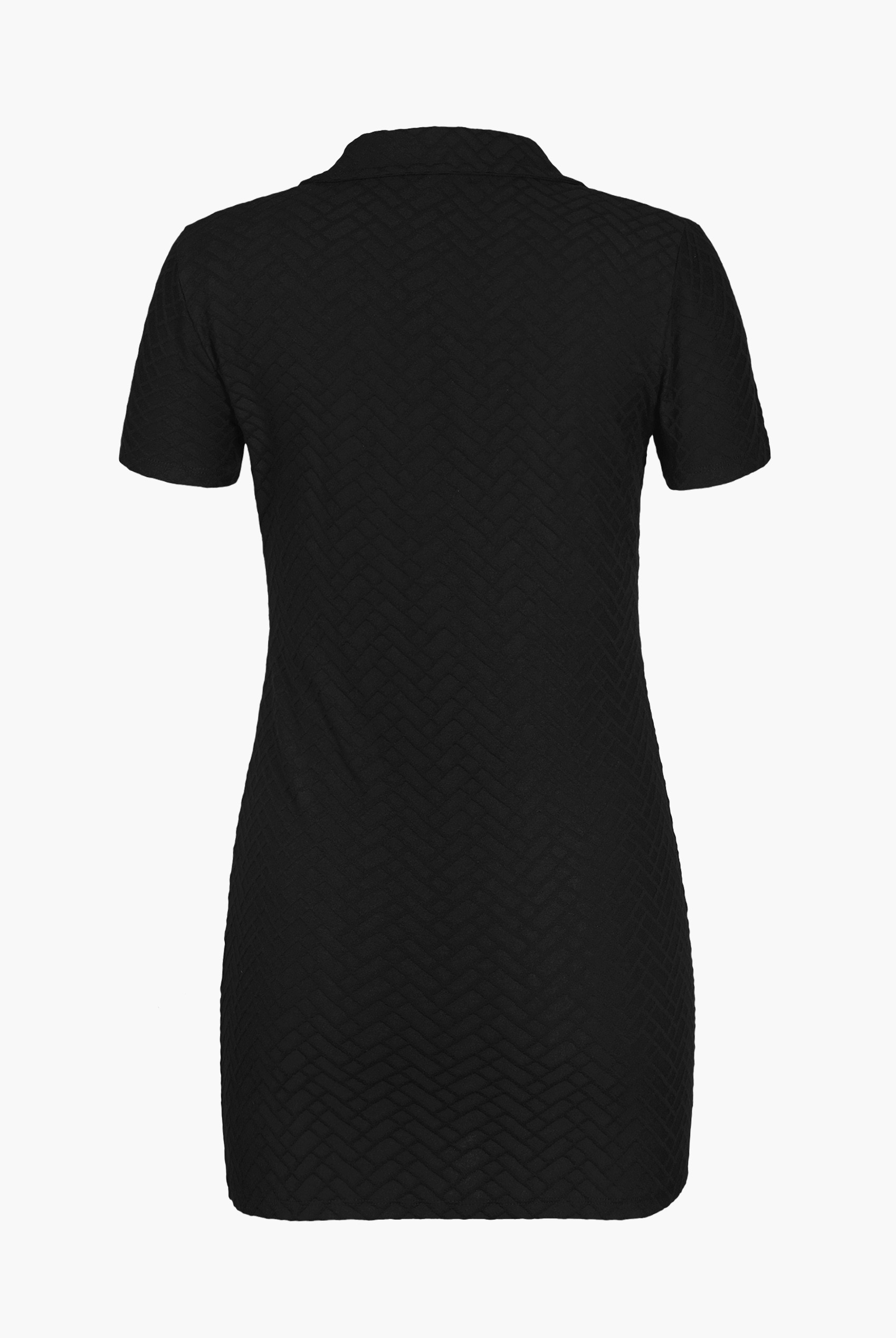 Deep V-Neck Polo Collar Mini Dress