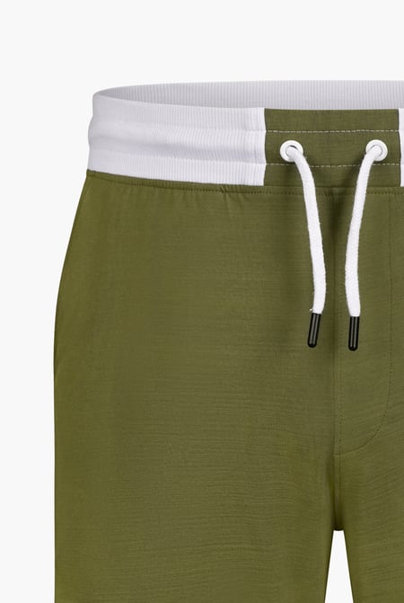 Green Contrast Waistband Regular Fit Shorts