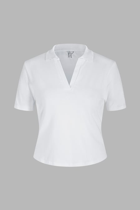 White V-Neck Polo Shirt