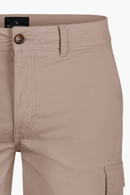 Beige Ripstop Textured Cargo Shorts