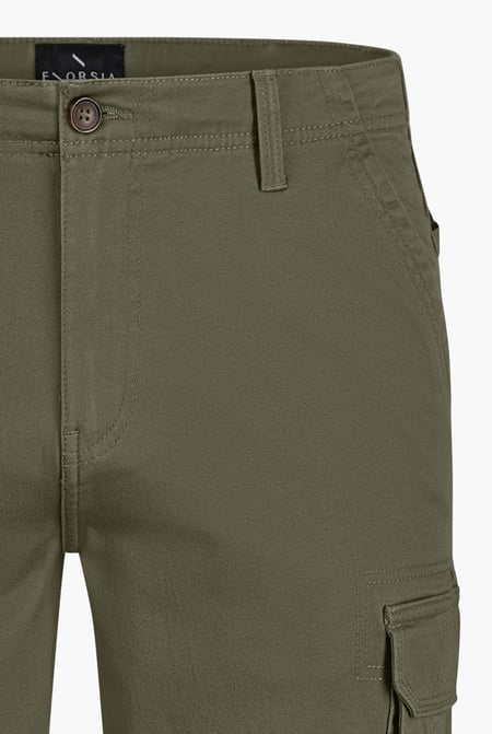 Men's Olive Stretch Cotton Cargo Shorts