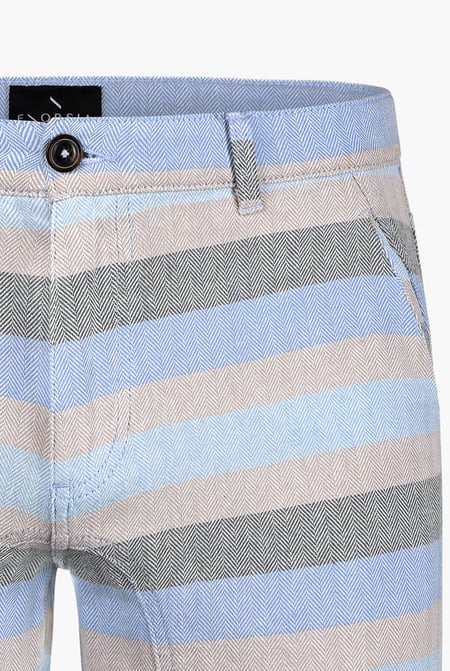 Men's Multicoloured Textured Striped Chino Short