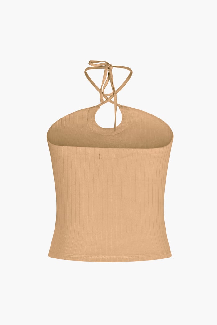 Halter Neck Ribbed Cami Vest Top