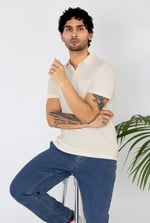 Linen Blended Solid Short Sleeve Polo Shirt's