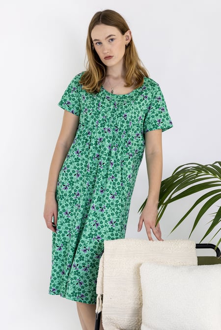 Beige Pleated Details S/S Nightdress