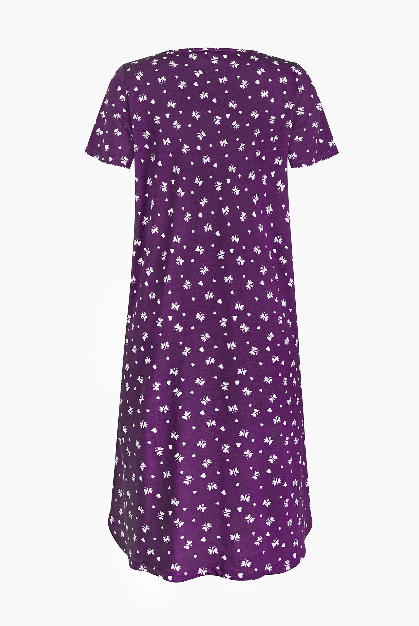 Butterfly Printed S/S Nightwear With Lacetrims