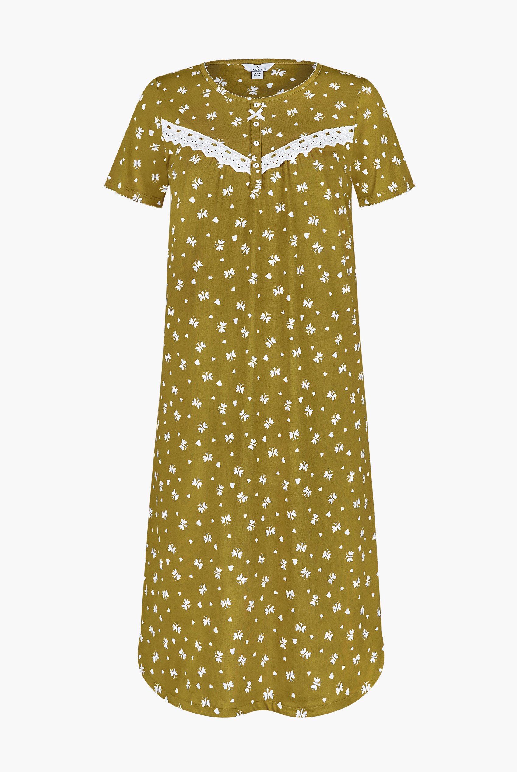 Butterfly Printed S/S Nightwear With Lacetrims