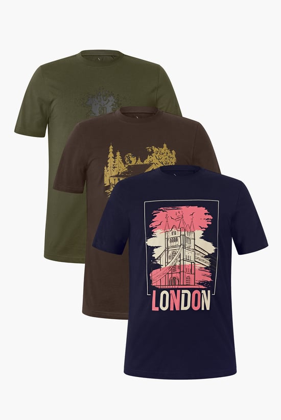 100% Cotton Graphic T-Shirt 3 Pcs Pack