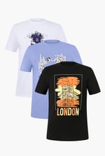 100% Cotton Graphic T-Shirt 3 Pcs Pack
