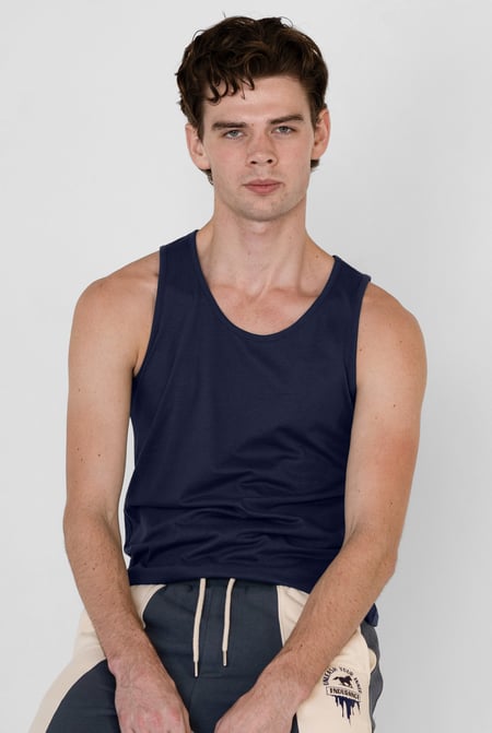 Men's Grey/Blue/Navy Cotton Jersey Vest 3 pcs PK