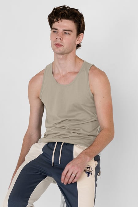 Men's White/Stone/Black Cotton Jersey Vest 3 pcs PK