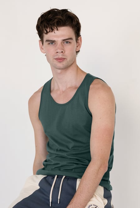 Men's White/Green Cotton Jersey Vest 2 PCs  Pack