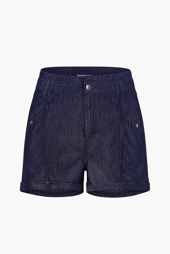 High-Waisted Denim Shorts With Button Details