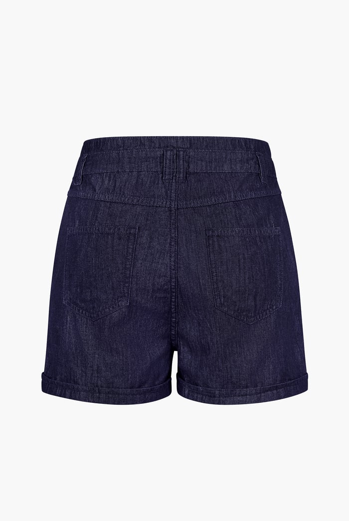 High-Waisted Denim Shorts With Button Details