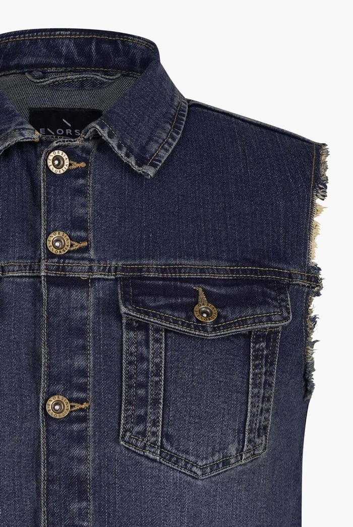 Regular Fit Stretch Denim Sleeveless Jacket