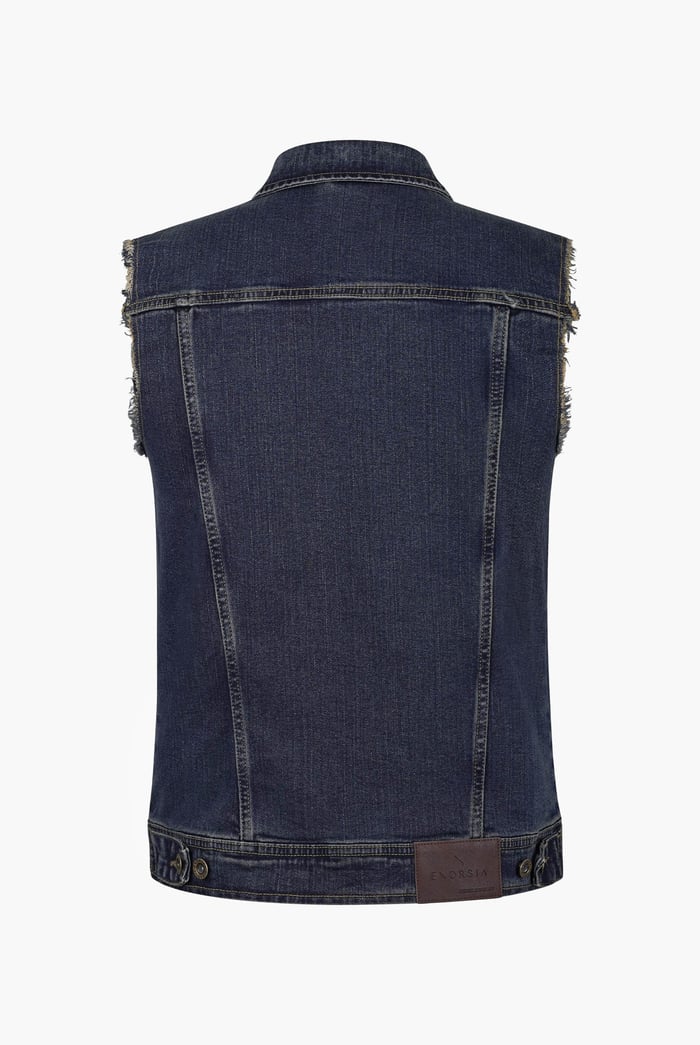 Regular Fit Stretch Denim Sleeveless Jacket
