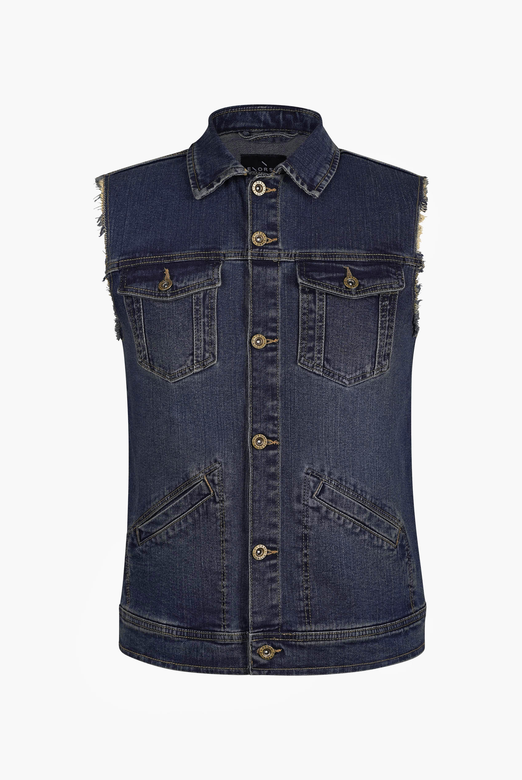 Regular Fit Stretch Denim Sleeveless Jacket