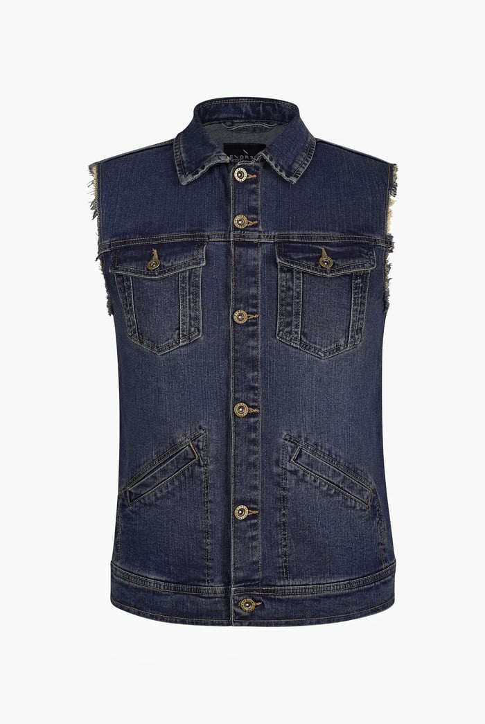 Regular Fit Stretch Denim Sleeveless Jacket