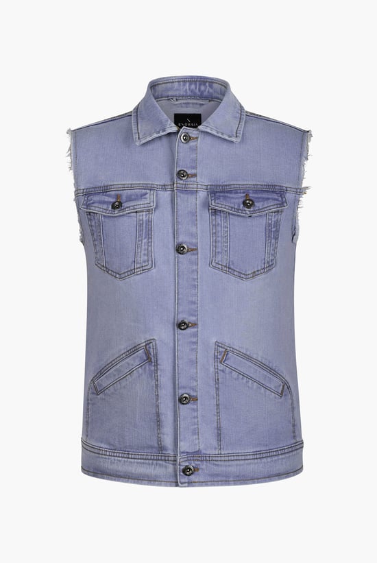 Regular Fit Stretch Denim Sleeveless Jacket