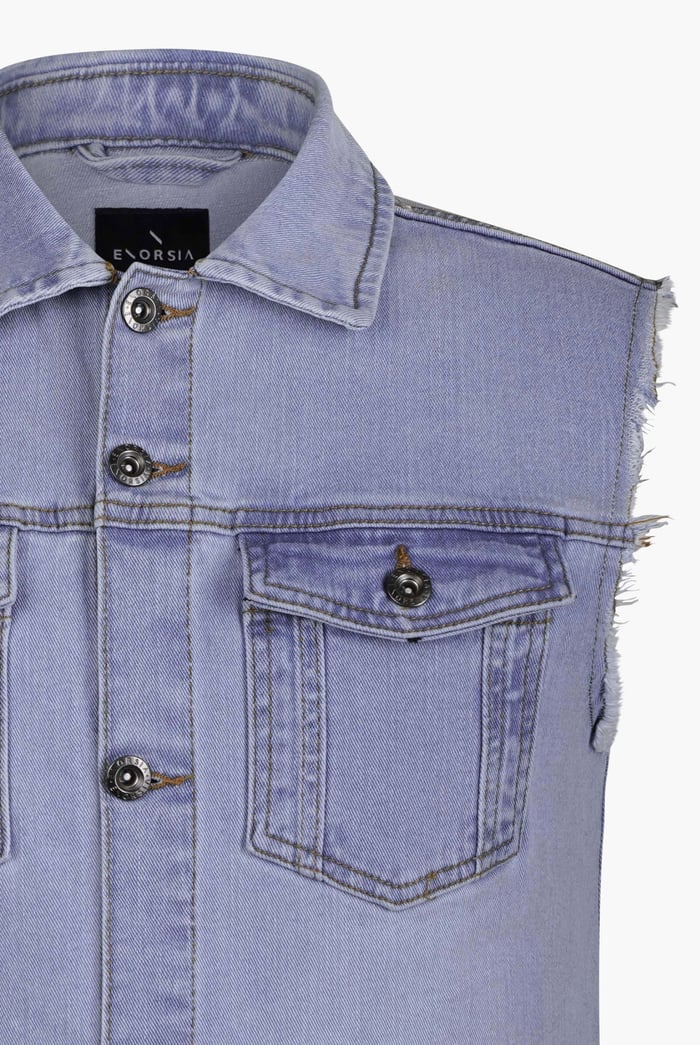 Regular Fit Stretch Denim Sleeveless Jacket