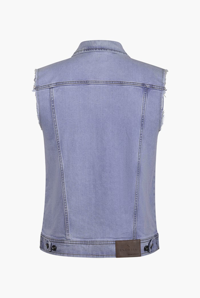 Regular Fit Stretch Denim Sleeveless Jacket