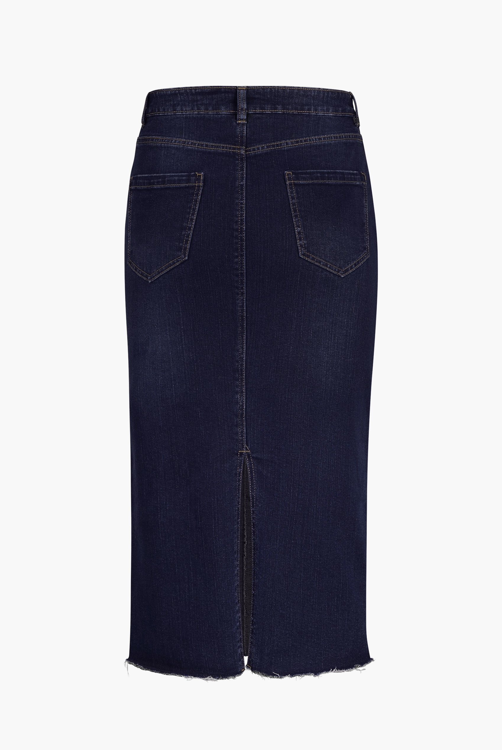 Denim Midi Skirt With Embroidery Details