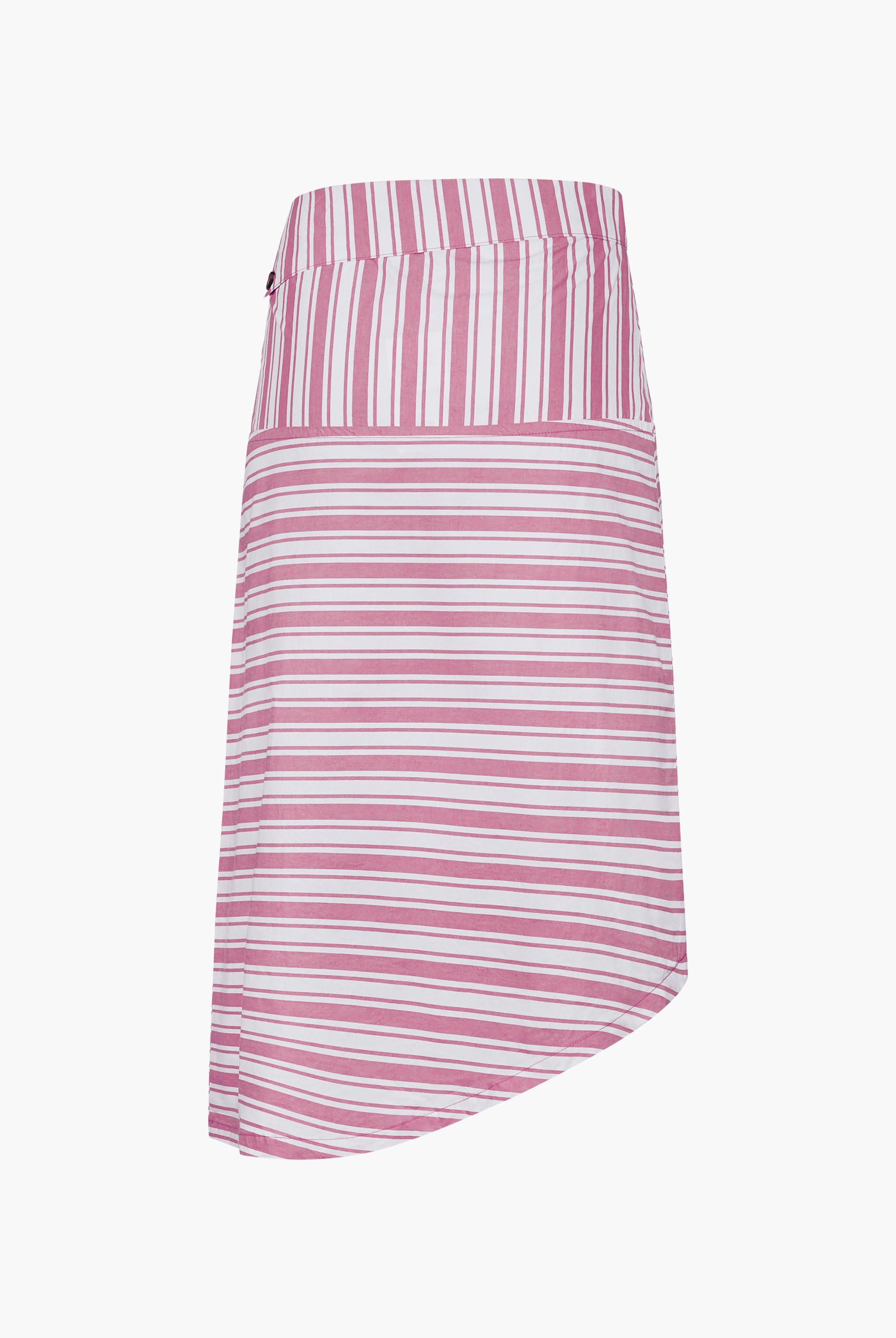 Striped Asymmetric Hem Midi Skirt