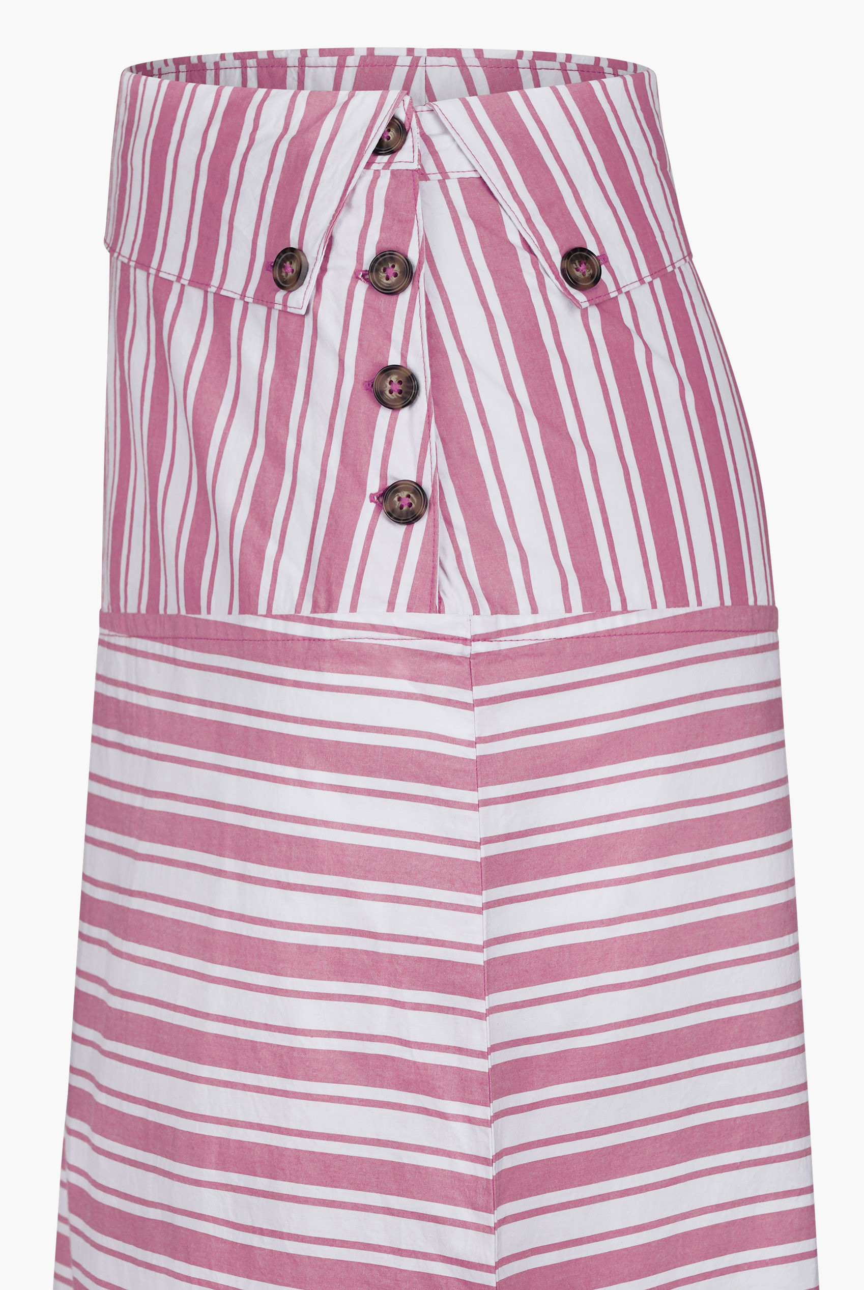 Striped Asymmetric Hem Midi Skirt