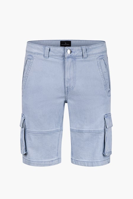Light Blue Light Blue Stretch Denim Cargo Shorts