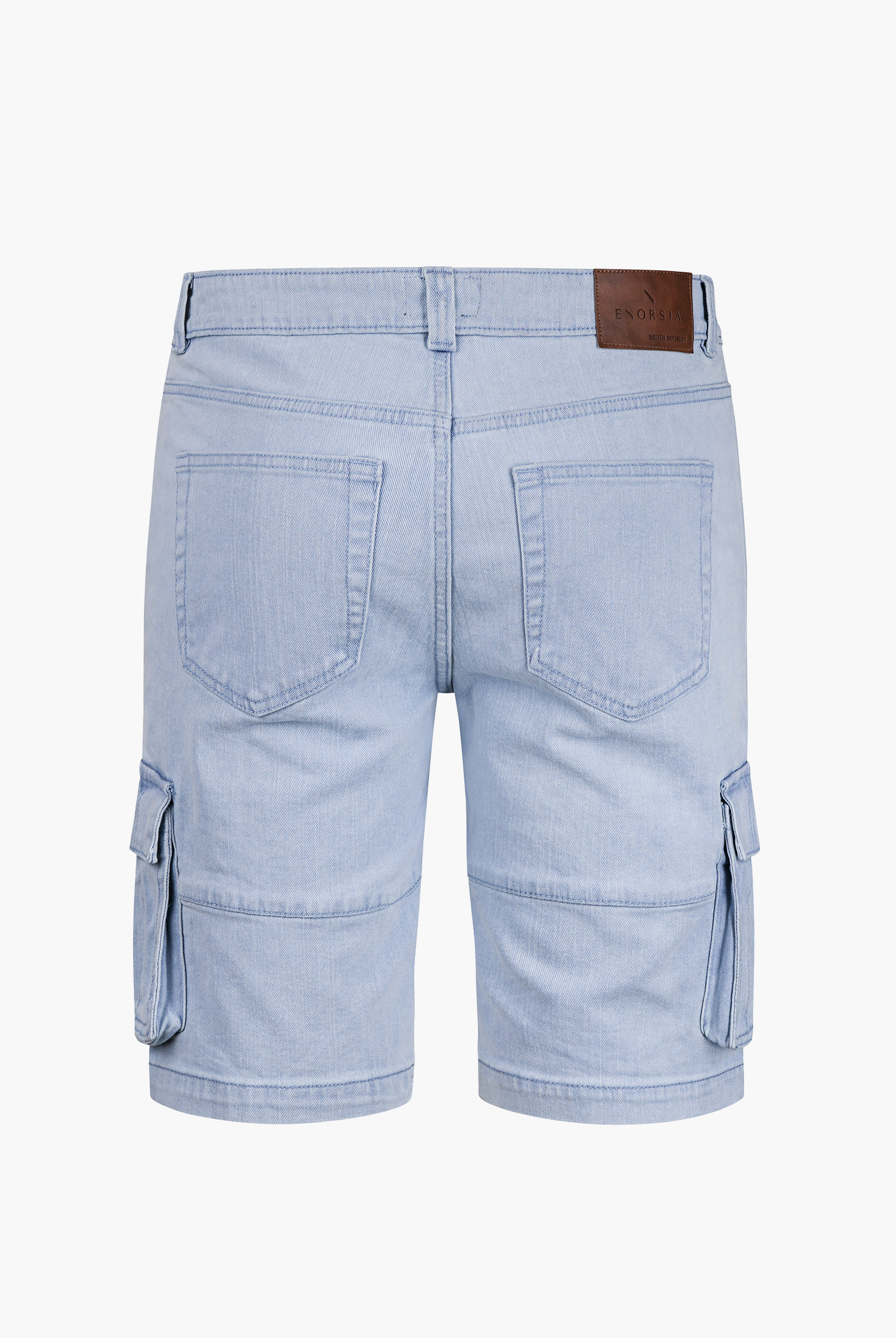 Light Blue Stretch Denim Cargo Shorts