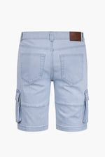 Light Blue Stretch Denim Cargo Shorts