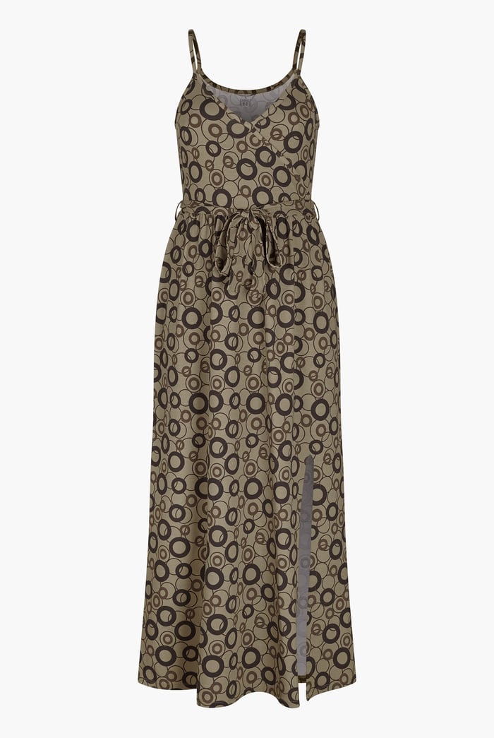 Geo Printed Jersey Wrap Front Maxi Dress