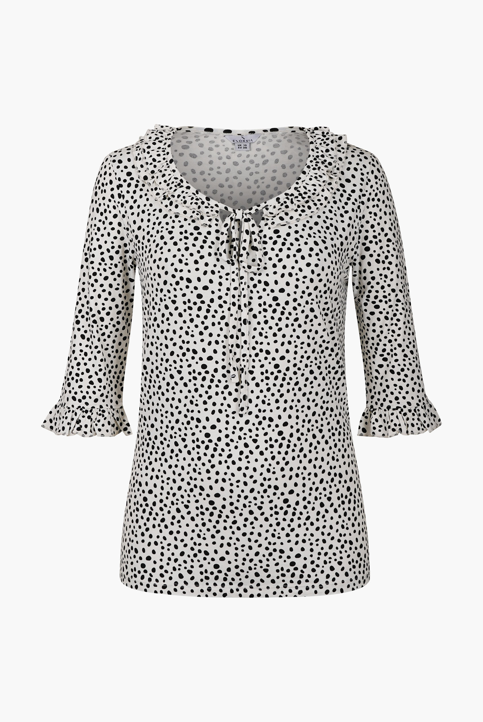 Women's Polka Dot  Prints  Frill Neck Jersey Blouse