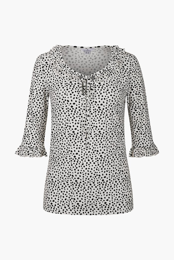 Women's Polka Dot  Prints  Frill Neck Jersey Blouse