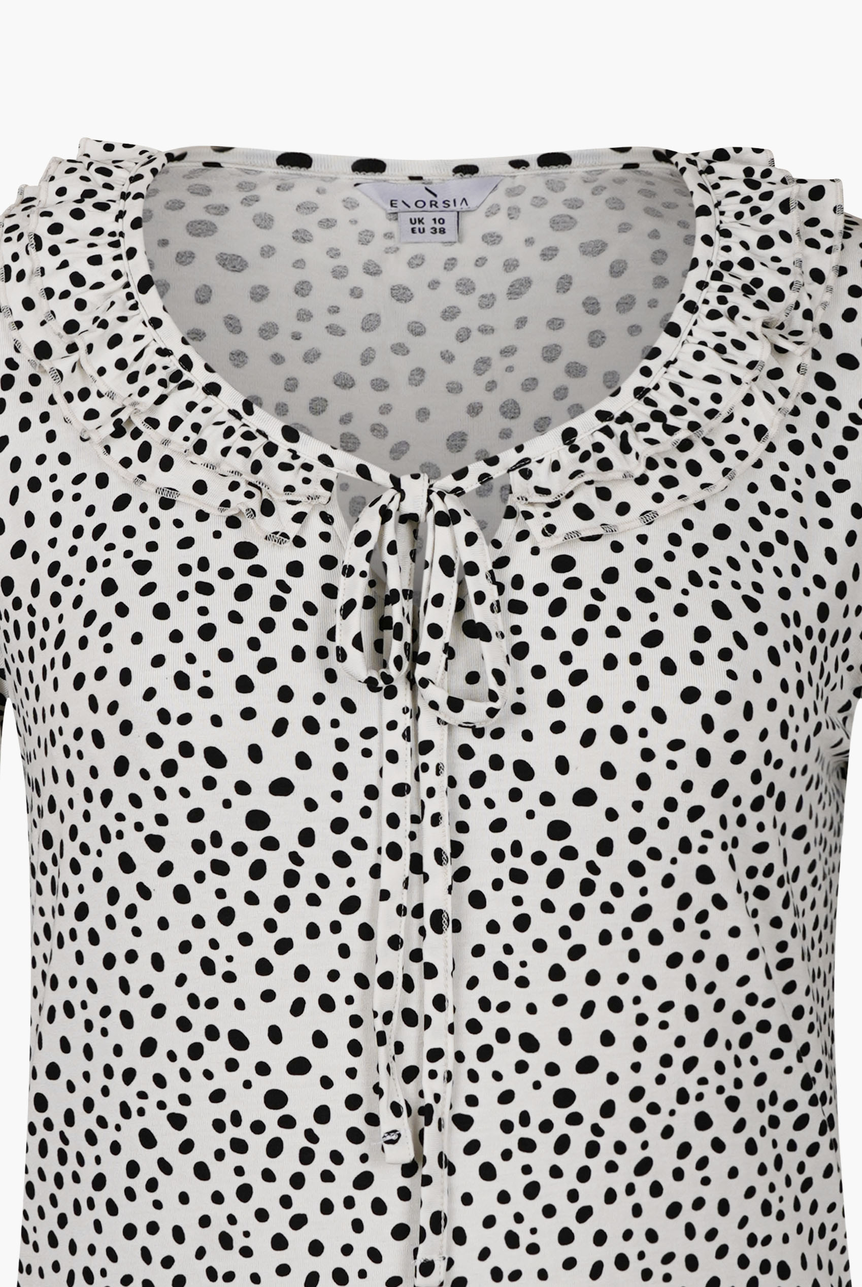Women's Polka Dot  Prints  Frill Neck Jersey Blouse