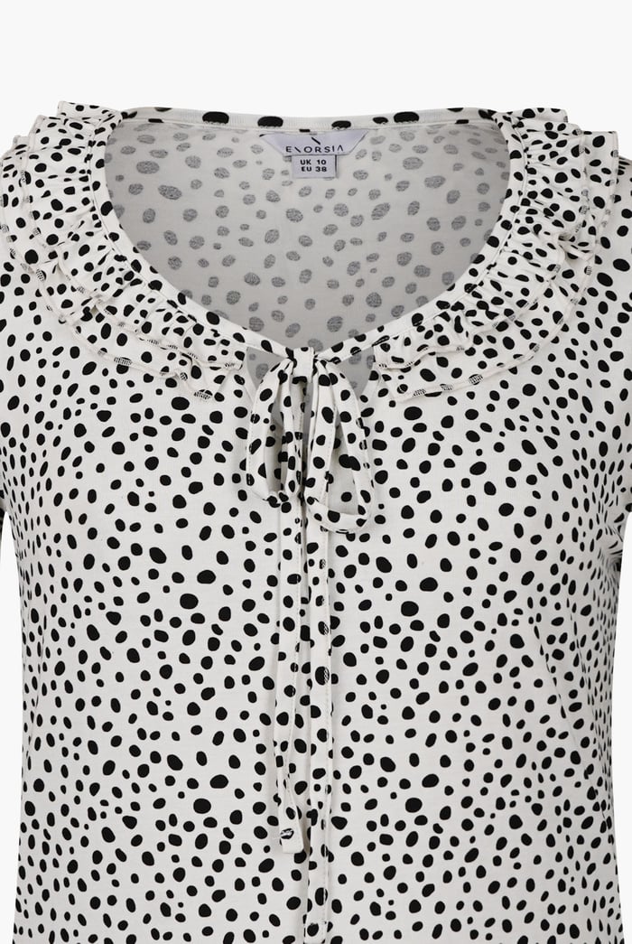 Women's Polka Dot  Prints  Frill Neck Jersey Blouse