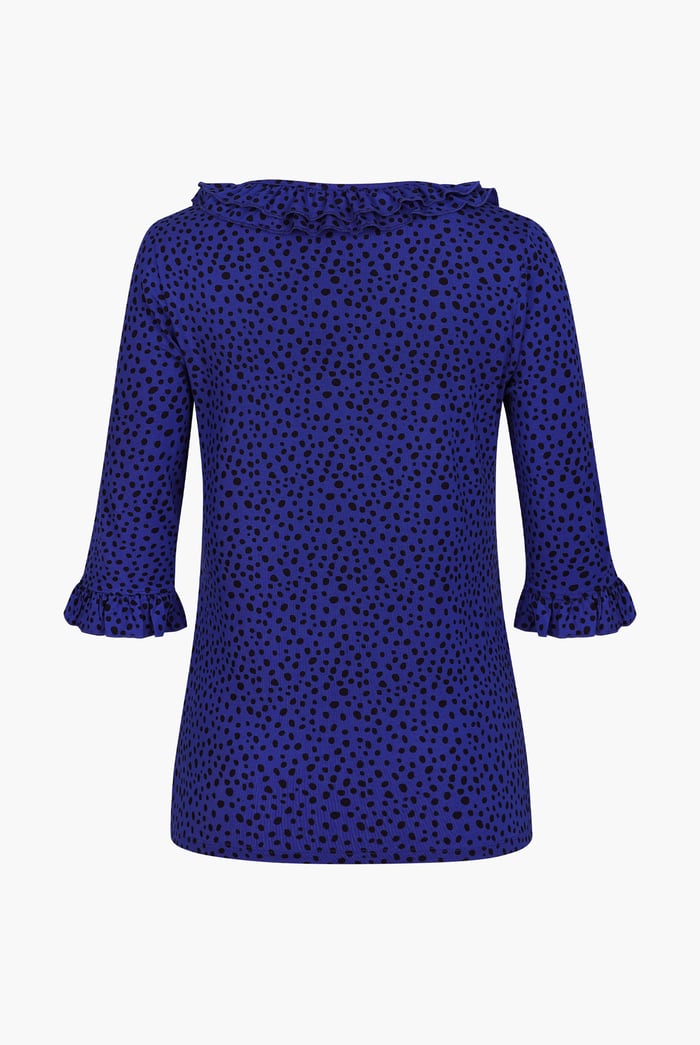 Women's Polka Dot  Prints  Frill Neck Jersey Blouse
