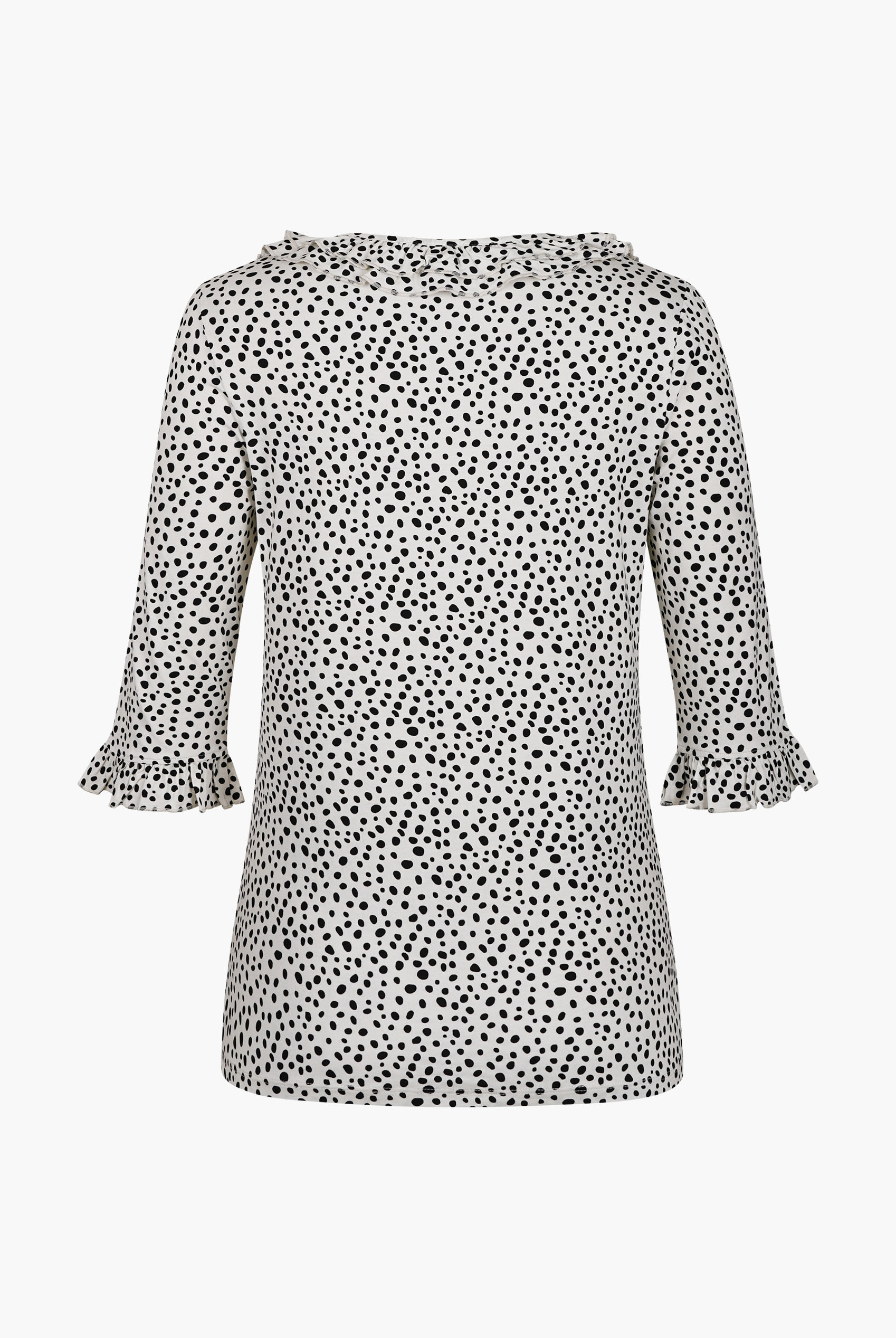 Women's Polka Dot  Prints  Frill Neck Jersey Blouse