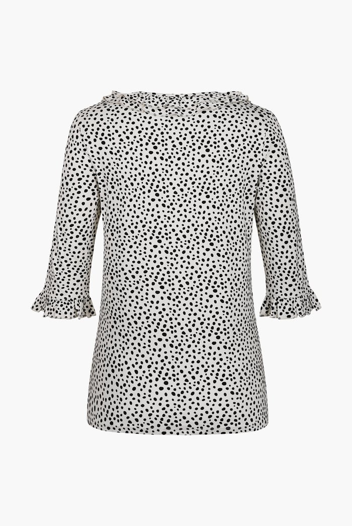 Women's Polka Dot  Prints  Frill Neck Jersey Blouse
