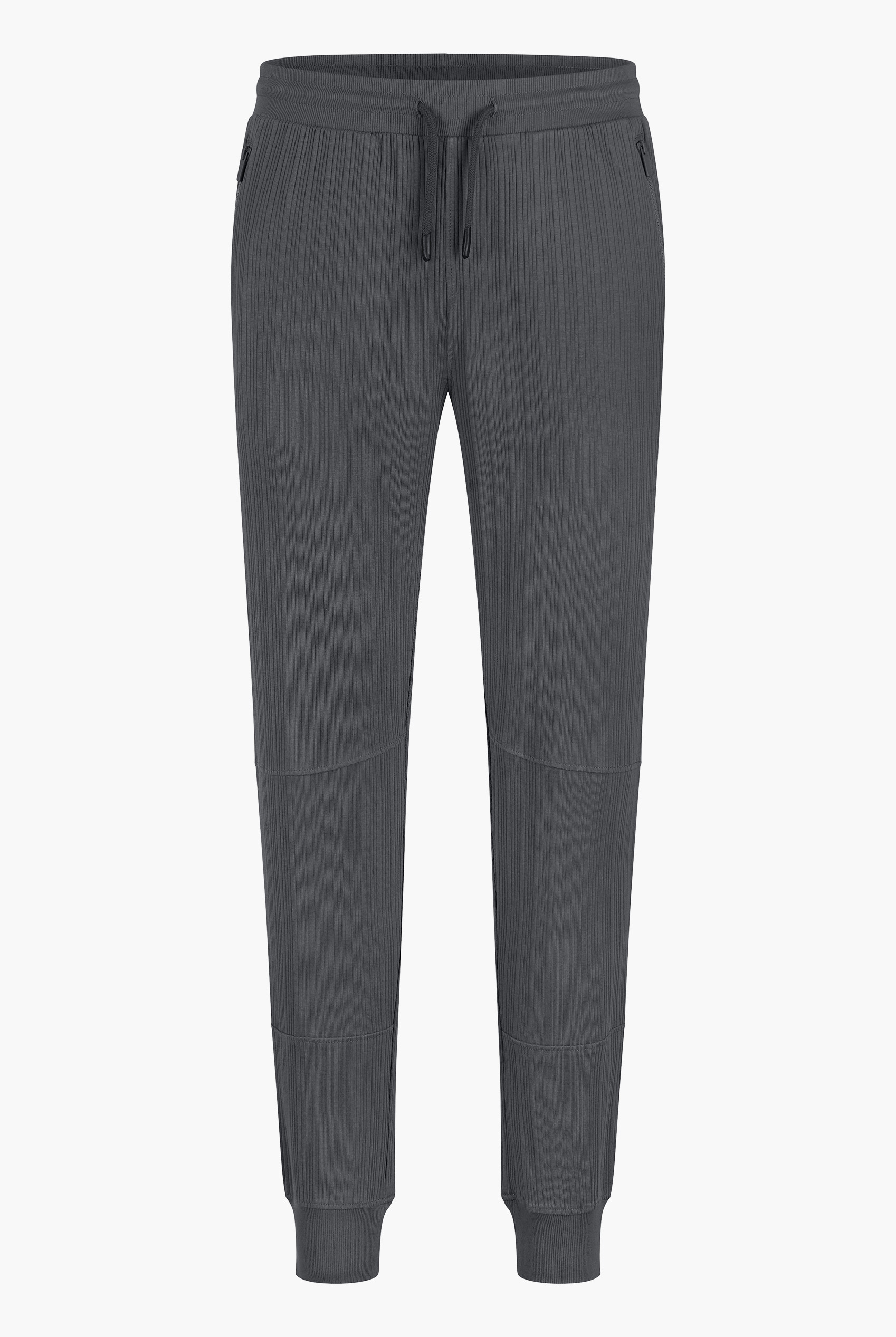 Ribbed Jersey Slim Fit Zip Pockets Joggers