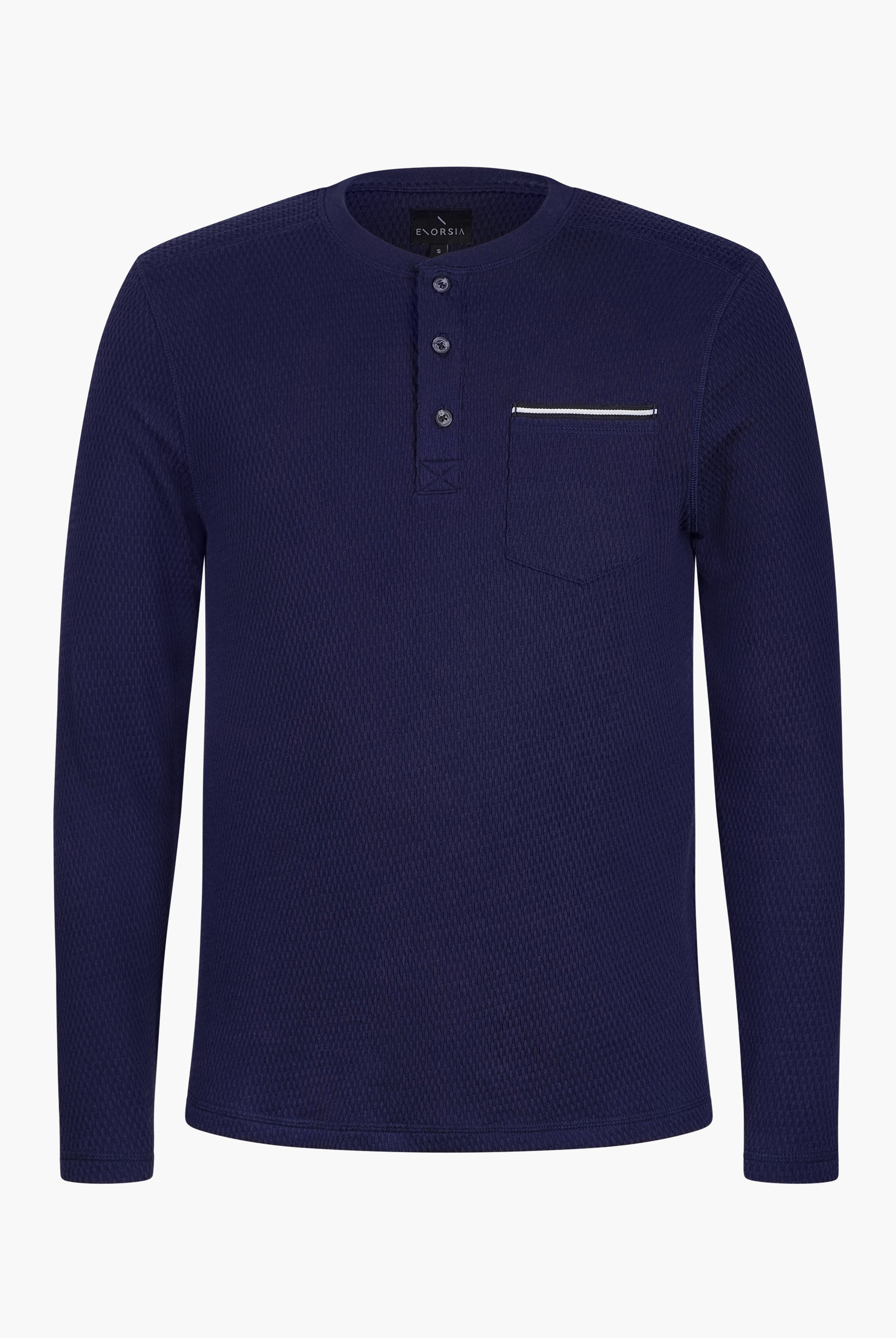 Textured Jersey Long Sleeve Henley T-Shirt