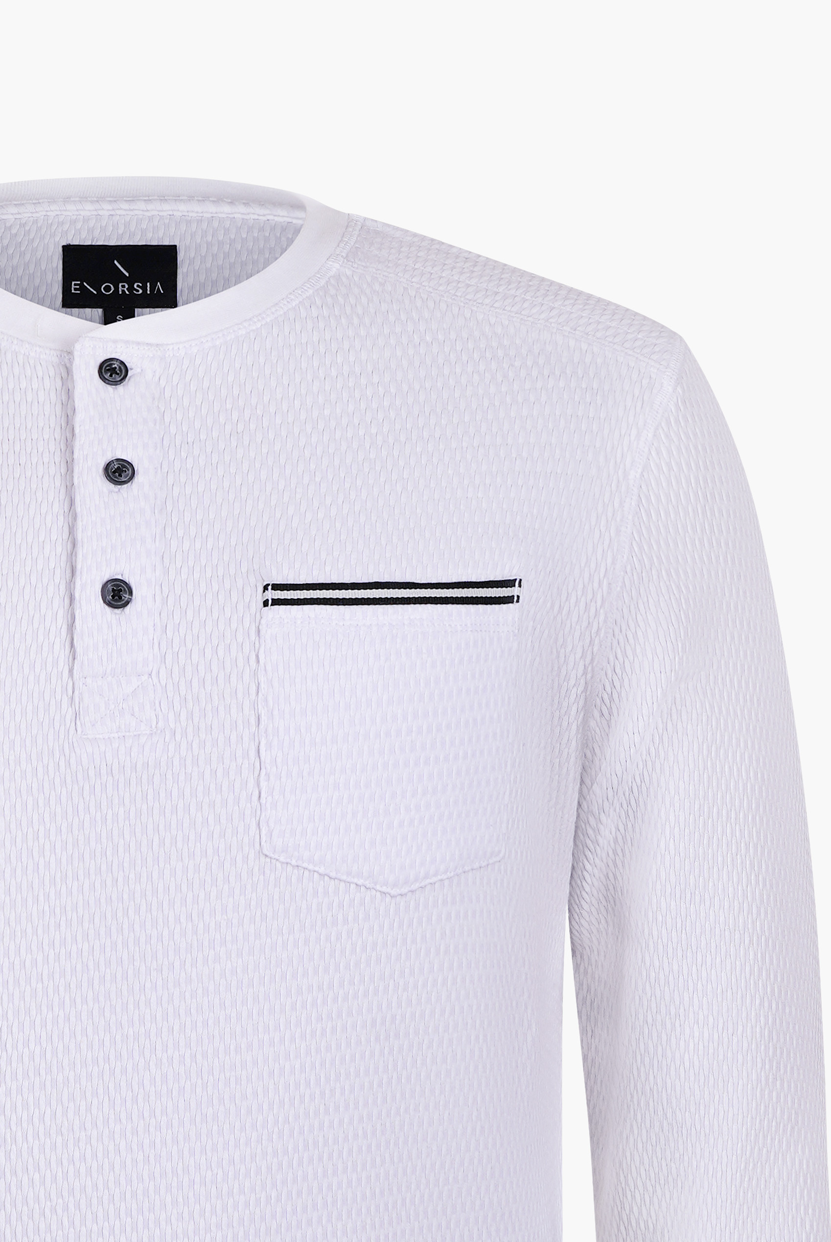 Textured Jersey Long Sleeve Henley T-Shirt