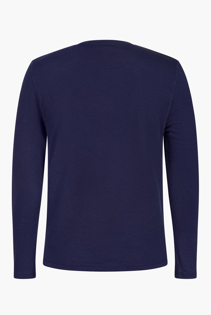 Textured Jersey Long Sleeve Henley T-Shirt
