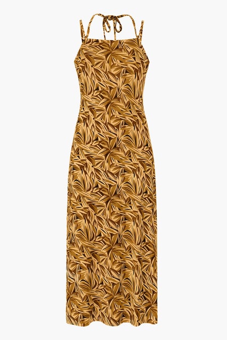 Leaf Floral Strappy Cami Slip Dress