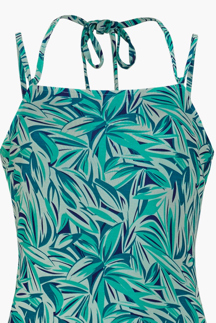Leaf Floral Strappy Cami Slip Dress
