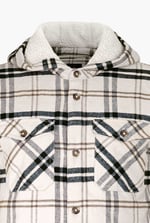 Ecru Check Hooded Borg Lined Shacket
