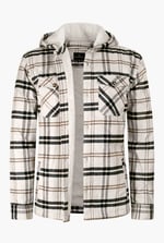 Ecru Check Hooded Borg Lined Shacket