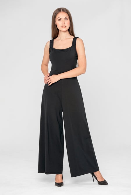 Black Strappy Wide Leg Jumpsuit